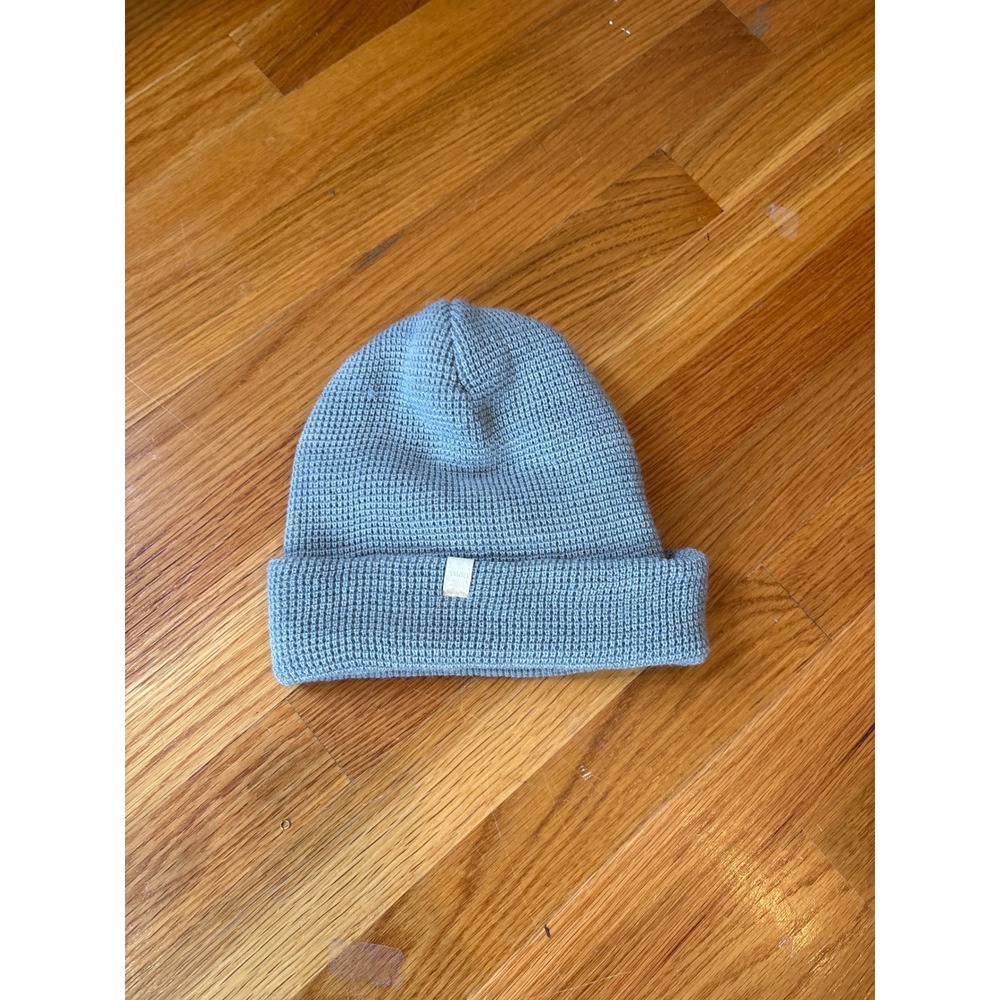 Vuori Waffle Knit Beanie Hat Light Blue Grey Cuffed Thermal Skull Cap Unisex O/S